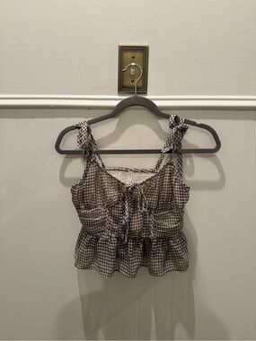 American Eagle Outfitters Brown Gingham Top